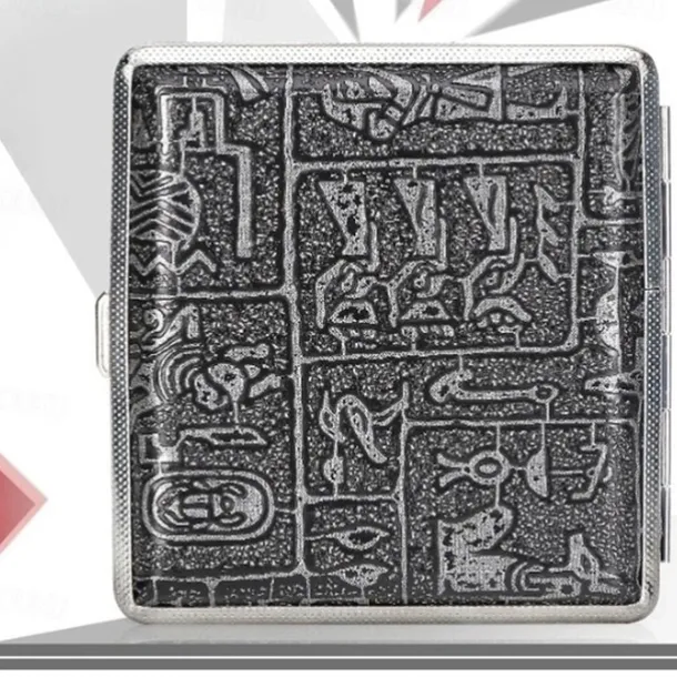 Leather Cigarette Case with Elastic Strap, Metal Frame, Holds 20 Cigarettes, Protective Holder for Hand-Rolled Cigarettes