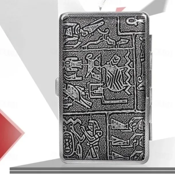 Leather Cigarette Case with Elastic Strap, Metal Frame, Holds 20 Cigarettes, Protective Holder for Hand-Rolled Cigarettes