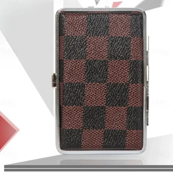 Leather Cigarette Case with Elastic Strap, Metal Frame, Holds 20 Cigarettes, Protective Holder for Hand-Rolled Cigarettes