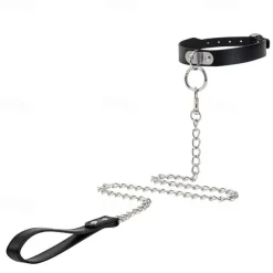 Leather Collar with Leash Matte Finish All Shinny Leather Fetish Wet Look Costume for Nightclub Pride Parade Pride Month Halloween Carnival Adults'