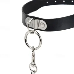 Leather Collar with Leash Matte Finish All Shinny Leather Fetish Wet Look Costume for Nightclub Pride Parade Pride Month Halloween Carnival Adults'