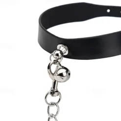 Leather Collar with Leash Matte Finish All Shinny Leather Fetish Wet Look Costume for Nightclub Pride Parade Pride Month Halloween Carnival Adults'