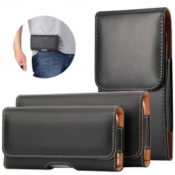 Leather Phone Belt Case 7.2/6.5/6.2/5.2'' Waist Bag Magnetic Vertical Phone Case for iPhone 14 Pro Max 13 12 11 Pouch Cover Belt Clip