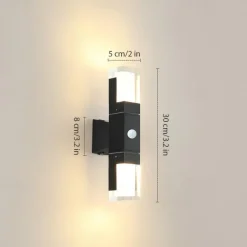 LED Wall Sconce Outdoor Black Metal Up Down Light Fixture IP65 Waterproof Aluminum Sensor Wall Lantern for Porch Patio Garden 85-265V