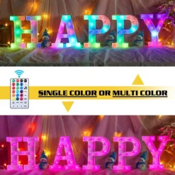 LED Alphabet Letter Lights with Romote Control, Customizable Colorful Signs Light Up Letters for Christmas, Parties, Weddings, & Home Décor