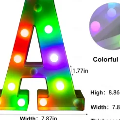 LED Alphabet Letter Lights with Romote Control, Customizable Colorful Signs Light Up Letters for Christmas, Parties, Weddings, & Home Décor