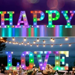 LED Alphabet Letter Lights with Romote Control, Customizable Colorful Signs Light Up Letters for Christmas, Parties, Weddings, & Home Décor