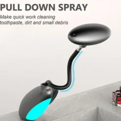 LED Bathroom Sink Faucet, Bathroom Faucet with Removable Sprayer, 4-in-1 Modern, Single Hole Bathroom Faucet, LED Light, Fountain Tap