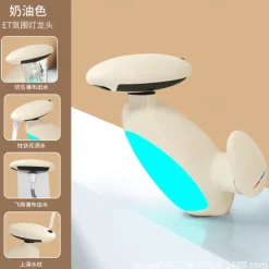 LED Bathroom Sink Faucet, Bathroom Faucet with Removable Sprayer, 4-in-1 Modern, Single Hole Bathroom Faucet, LED Light, Fountain Tap