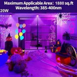LED Black Lights 1-2 Pack of 30W 60W 120W UV Floodlight 395nm-405nm IP66 Waterproof High-power Black Light Plug with Switch (59in) for Parties Stages UV Resin Curing Paint for Halloween