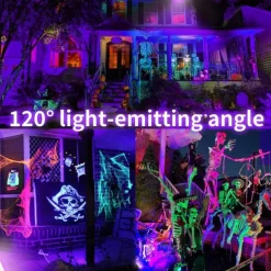 LED Black Lights 1-2 Pack of 30W 60W 120W UV Floodlight 395nm-405nm IP66 Waterproof High-power Black Light Plug with Switch (59in) for Parties Stages UV Resin Curing Paint for Halloween