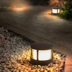 LED Bollard Light for Outdoor,Modern Design Garden Pillar Light,IP65 Waterproof Path Light,Outside wall lights,Balcony Ceiling light,3000K Warm White,Black