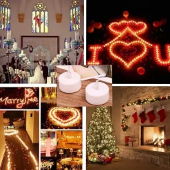 LED Candles Tea Lights Flameless Candles Christmas/Halloween Decoration LED Candles Pack Lasts 2X Longer Realistic Tea Lights Tealights Battery Operated Candles Unscented Batteries Included 12/24/50
