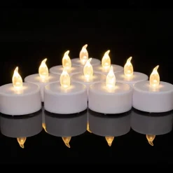 LED Candles Tea Lights Flameless Candles Christmas/Halloween Decoration LED Candles Pack Lasts 2X Longer Realistic Tea Lights Tealights Battery Operated Candles Unscented Batteries Included 12/24/50