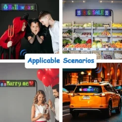 LED Car Sign Ultra Thin Flexible LED Matrix Panel USB 5V Bluetooth Application Control DIY Programmable Scrolling LED Sign for Car Party Wedding Festival, Car Accessories