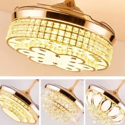 LED Ceiling Fans 48cm 1-Light Dimmable Electroplated Finishes Modern Nordic Style Outdoor Shops Cafes ONLY DIMMABLE WITH REMOTE CONTROL