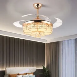 LED Ceiling Fans 48cm 1-Light Dimmable Electroplated Finishes Modern Nordic Style Outdoor Shops Cafes ONLY DIMMABLE WITH REMOTE CONTROL