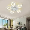 LED Ceiling Fans Dimmable with Remote Contral Flower Design Flush Mount Ceiling Lamp Acrylic Lampshade Chandelier Bedroom Living Room