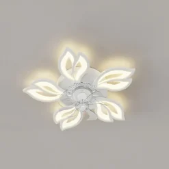 LED Ceiling Fans Dimmable with Remote Contral Flower Design Flush Mount Ceiling Lamp Acrylic Lampshade Chandelier Bedroom Living Room