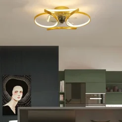 LED Ceiling Fans Dimmable with Remote Contral Flower Design 55cm Flush Mount Ceiling Lamp Acrylic Lampshade Chandelier Bedroom Living Room