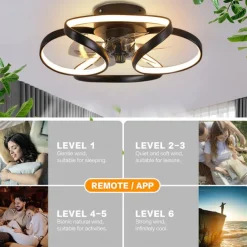 LED Ceiling Fans Dimmable with Remote Contral Flower Design 55cm Flush Mount Ceiling Lamp Acrylic Lampshade Chandelier Bedroom Living Room