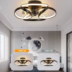 LED Ceiling Fans Dimmable with Remote Contral Flower Design 55cm Flush Mount Ceiling Lamp Acrylic Lampshade Chandelier Bedroom Living Room