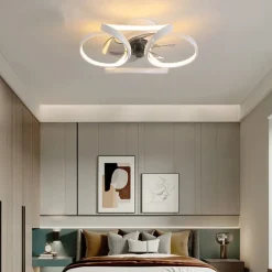 LED Ceiling Fans Dimmable with Remote Contral Flower Design 55cm Flush Mount Ceiling Lamp Acrylic Lampshade Chandelier Bedroom Living Room