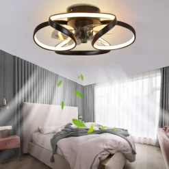 LED Ceiling Fans Dimmable with Remote Contral Flower Design 55cm Flush Mount Ceiling Lamp Acrylic Lampshade Chandelier Bedroom Living Room
