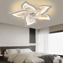 LED Ceiling Fans Dimmable with Remote Contral Flower Design 25.7