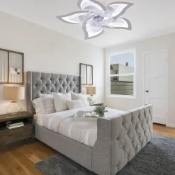 LED Ceiling Fans Dimmable with Remote Contral Flower Design 25.7