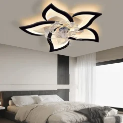 LED Ceiling Fans Dimmable with Remote Contral Flower Design 25.7