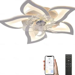 LED Ceiling Fans Dimmable with Remote Contral Flower Design 25.7