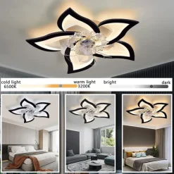 LED Ceiling Fans Dimmable with Remote Contral Flower Design 25.7