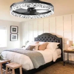 LED Ceiling Fans with lights Crystal Chandeliers Dimmable with Remote Contral 20