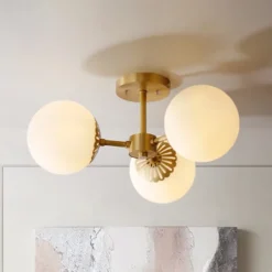 LED Ceiling Light 15 cm Globe Design Flush Mount Lights Metal Geometrical Brass Modern 220-240V