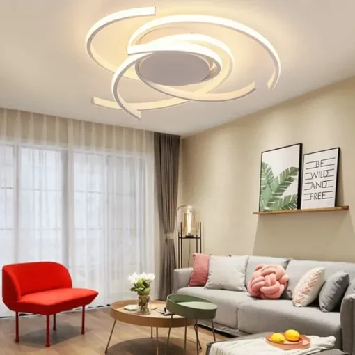 LED Ceiling Light 56 cm Rose Gold Green Khaki Champaign Gold Desert Rose Gold Flush Mount Lights Aluminum Silica Gel Geometric 72W Dimmable with Remote Control for Kitchen Bedroom Home Lighting