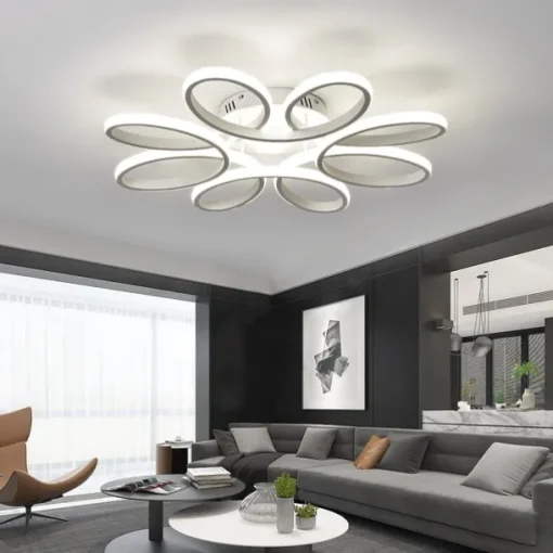LED Ceiling Light 8 Heads 6 Heads Modern Flower Design Metal Silica Gel Linear Painted Finishes 65cm 110-120V 220-240V