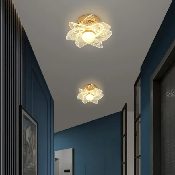 LED Ceiling Light 19cm Flower Design 1-Light Metal LED Flush Mount Lights Metal Modern Style Painted Finishes for Corridor 110-240V
