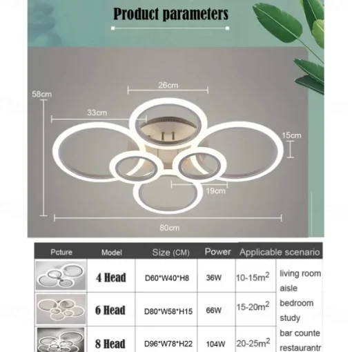 LED Ceiling Light Glow outward LED Ceiling Light 4/6/8-Light Flush Mount Lights Circle Design Modern Style Simplicity Acrylic 90W Living Room Dining Room Bedroom Light Fixture