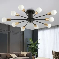 LED Ceiling Light 6/10-Light Dimmable Nordic Style Chandelier Sputnik Design Metal Artistic Style Industrial Painted Finishes Kitchen Bedroom Kids Room Lights 110-240V