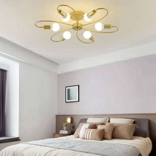 LED Ceiling Light 6/8-Light Dimmable with Remote Contral Flush Mount Ceiling Lamp Acrylic Lampshade Chandelier Bedroom Living Room Flower Shape Light Black/White 110-240V