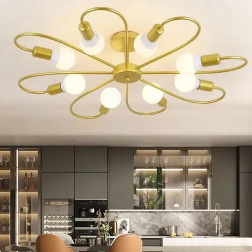 LED Ceiling Light 6/8-Light Dimmable with Remote Contral Flush Mount Ceiling Lamp Acrylic Lampshade Chandelier Bedroom Living Room Flower Shape Light Black/White 110-240V