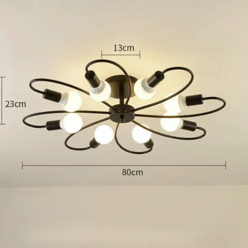 LED Ceiling Light 6/8-Light Dimmable with Remote Contral Flush Mount Ceiling Lamp Acrylic Lampshade Chandelier Bedroom Living Room Flower Shape Light Black/White 110-240V