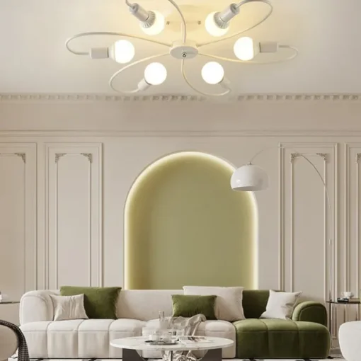 LED Ceiling Light 6/8-Light Dimmable with Remote Contral Flush Mount Ceiling Lamp Acrylic Lampshade Chandelier Bedroom Living Room Flower Shape Light Black/White 110-240V