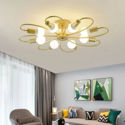 LED Ceiling Light 6/8-Light Dimmable with Remote Contral Flush Mount Ceiling Lamp Acrylic Lampshade Chandelier Bedroom Living Room Flower Shape Light Black/White 110-240V