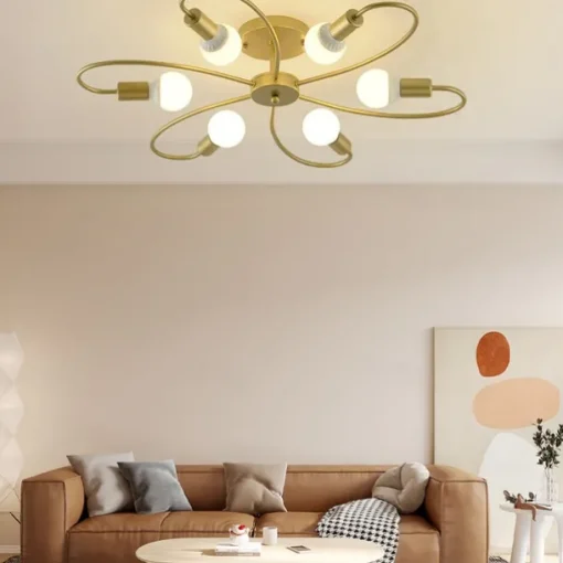 LED Ceiling Light 6/8-Light Dimmable with Remote Contral Flush Mount Ceiling Lamp Acrylic Lampshade Chandelier Bedroom Living Room Flower Shape Light Black/White 110-240V