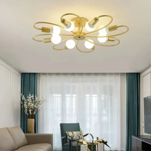 LED Ceiling Light 6/8-Light Dimmable with Remote Contral Flush Mount Ceiling Lamp Acrylic Lampshade Chandelier Bedroom Living Room Flower Shape Light Black/White 110-240V