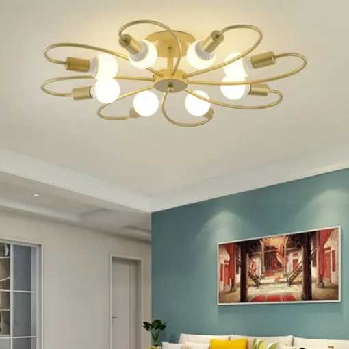 LED Ceiling Light 6/8-Light Dimmable with Remote Contral Flush Mount Ceiling Lamp Acrylic Lampshade Chandelier Bedroom Living Room Flower Shape Light Black/White 110-240V