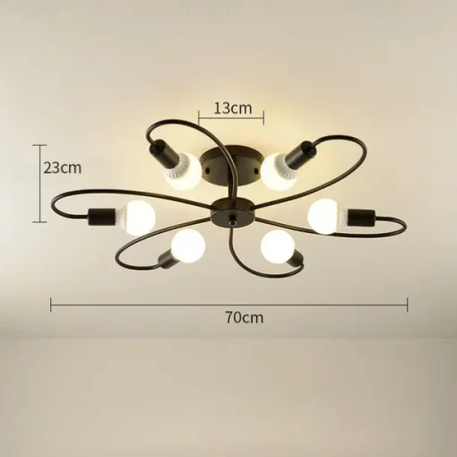LED Ceiling Light 6/8-Light Dimmable with Remote Contral Flush Mount Ceiling Lamp Acrylic Lampshade Chandelier Bedroom Living Room Flower Shape Light Black/White 110-240V