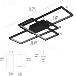 LED Ceiling Light Modern Geometric Pattern 90cm 3-Light Linear Flush Mount Ambient Light Metal Aluminum Warm White Cold White Dimmable Version With Remote Control ONLY DIMMABLE WITH REMOTE CONTROL